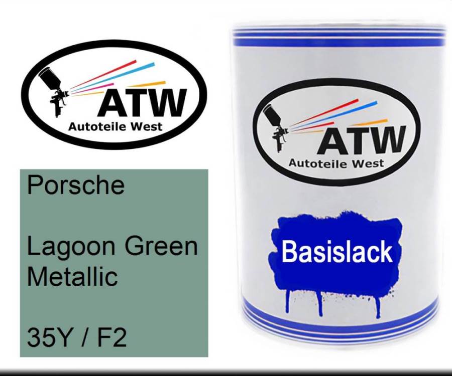 Porsche, Lagoon Green Metallic, 35Y / F2: 500ml Lackdose, von ATW Autoteile West.